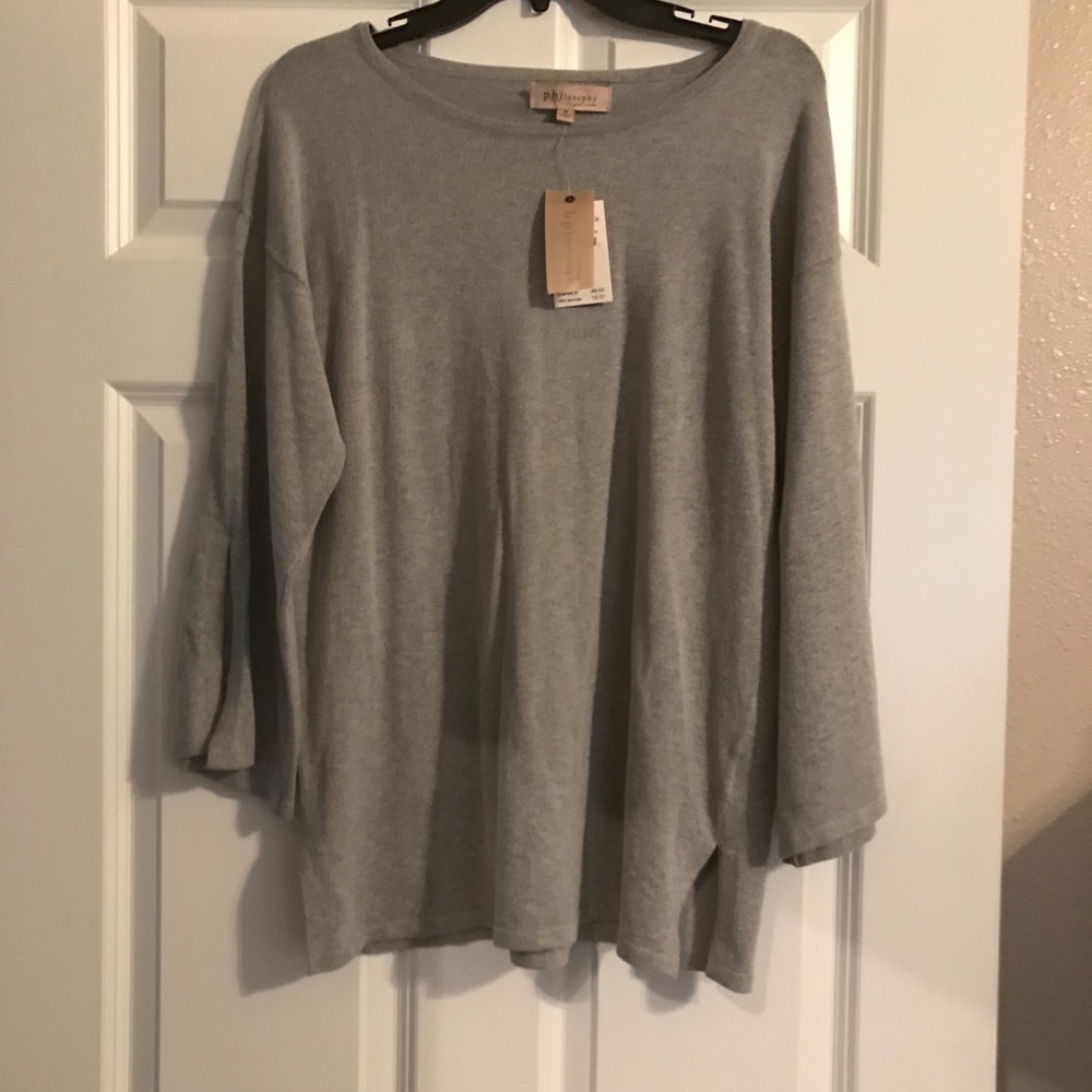 Gray, Split-Sleeve Philosophy Top